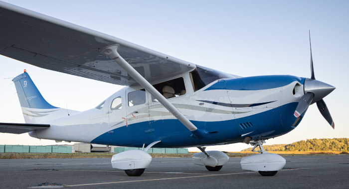 close up of private plane on tarmac